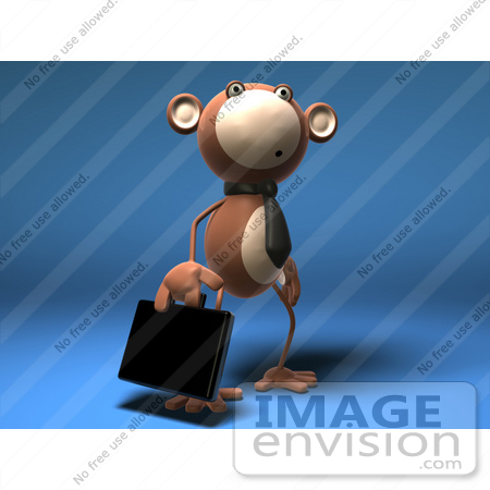 #43592 Royalty-Free (RF) Illustration of a 3d Monkey Mascot Businessman Carrying A Briefcase - Version 3 by Julos