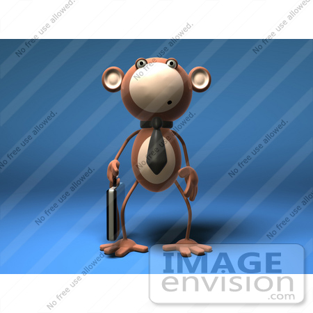 #43595 Royalty-Free (RF) Illustration of a 3d Monkey Mascot Businessman Carrying A Briefcase - Version 1 by Julos
