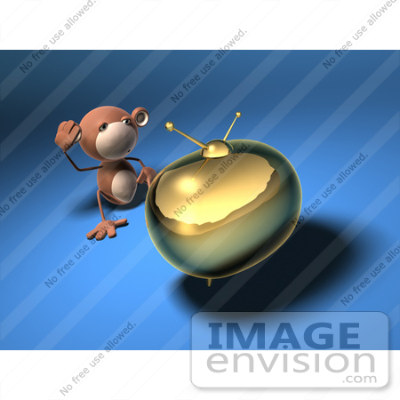 #43602 Royalty-Free (RF) Illustration of a 3d Monkey Mascot Watching Tv - Version 5 by Julos