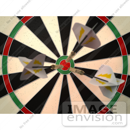 #43605 Royalty-Free (RF) Illustration of a Dartboard With Darts - Version 1 by Julos