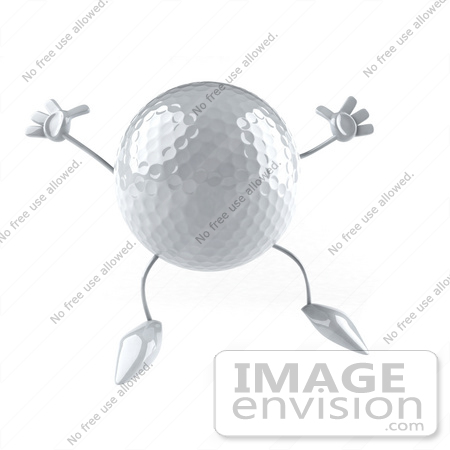 #43618 Royalty-Free (RF) Illustration of a 3d Golf Bal Mascotl With Arms And Legs, Jumping - Version 1 by Julos