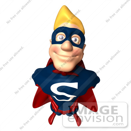 #43626 Royalty-Free (RF) Cartoon Illustration of a Happy Blond 3d Male Superhero Mascot Smiling Upwards by Julos