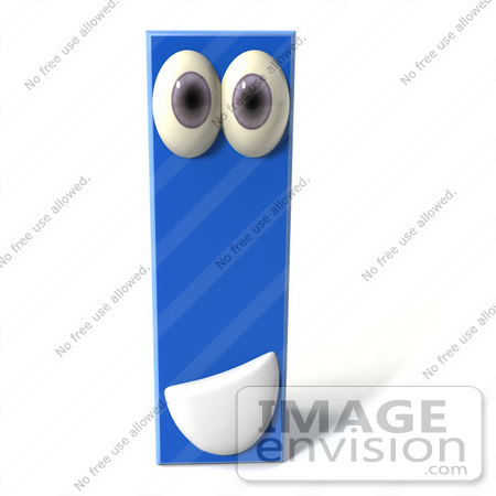 #43678 Royalty-Free (RF) Illustration of a 3d Blue Alphabet Letter I Character With Eyes And A Mouth by Julos