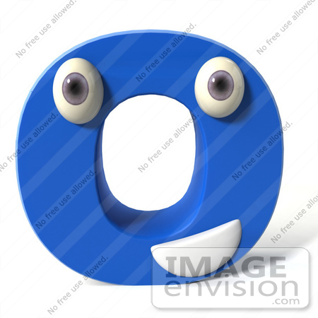 #43679 Royalty-Free (RF) Illustration of a 3d Blue Alphabet Letter O Character With Eyes And A Mouth by Julos