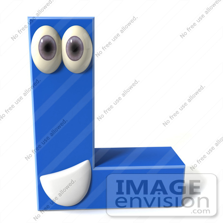 #43686 Royalty-Free (RF) Illustration of a 3d Blue Alphabet Letter L Character With Eyes And A Mouth by Julos