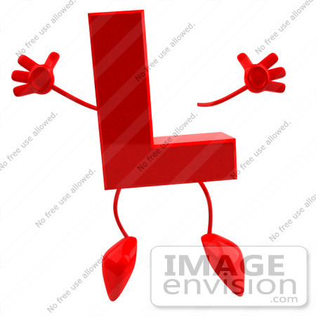 #43701 Royalty-Free (RF) Illustration of a 3d Red Letter L Character With Arms And Legs by Julos