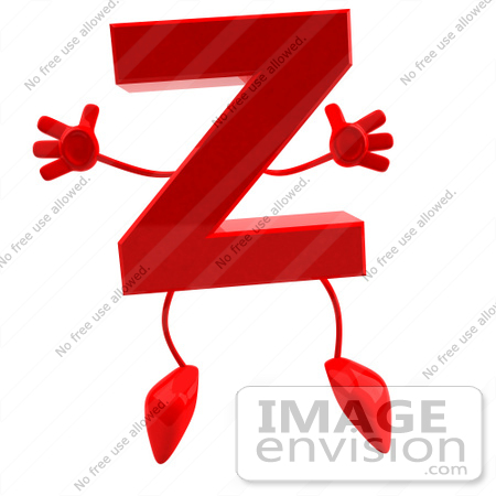 #43703 Royalty-Free (RF) Illustration of a 3d Red Letter Z Character With Arms And Legs by Julos
