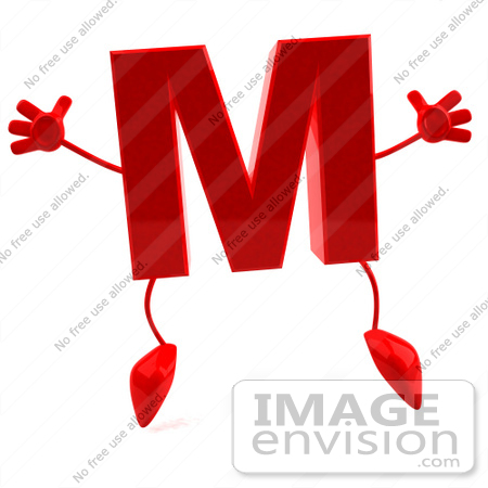 #43704 Royalty-Free (RF) Illustration of a 3d Red Letter M Character With Arms And Legs by Julos