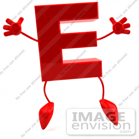 #43707 Royalty-Free (RF) Illustration of a 3d Red Letter E Character With Arms And Legs by Julos