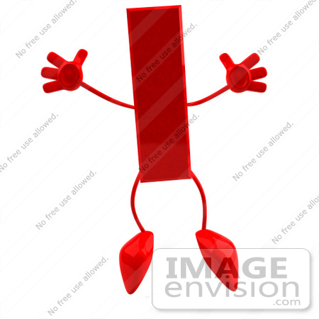 #43708 Royalty-Free (RF) Illustration of a 3d Red Letter I Character With Arms And Legs Jumping by Julos