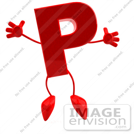 #43709 Royalty-Free (RF) Illustration of a 3d Red Letter P Character With Arms And Legs by Julos