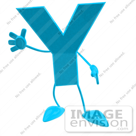 #43711 Royalty-Free (RF) Illustration of a 3d Turquoise Letter Y Character With Arms And Legs by Julos