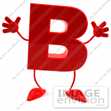 #43715 Royalty-Free (RF) Illustration of a 3d Red Letter B Character With Arms And Legs by Julos