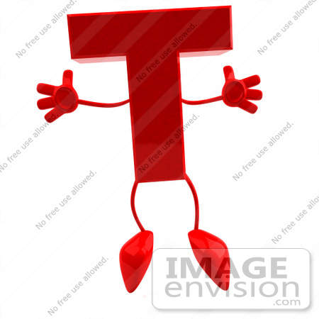 #43717 Royalty-Free (RF) Illustration of a 3d Red Letter T Character With Arms And Legs by Julos