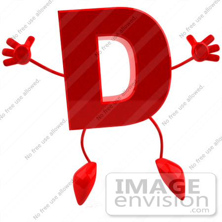 #43720 Royalty-Free (RF) Illustration of a 3d Red Letter D Character With Arms And Legs by Julos