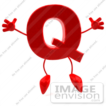 #43721 Royalty-Free (RF) Illustration of a 3d Red Letter Q Character With Arms And Legs by Julos