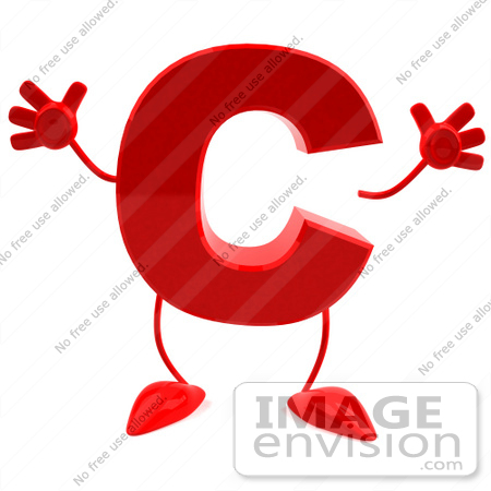 #43722 Royalty-Free (RF) Illustration of a 3d Red Letter C Character With Arms And Legs by Julos