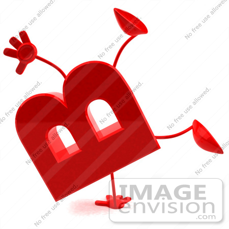 #43726 Royalty-Free (RF) Illustration of a 3d Red Letter B Character With Arms And Legs Doing a Cartwheel by Julos