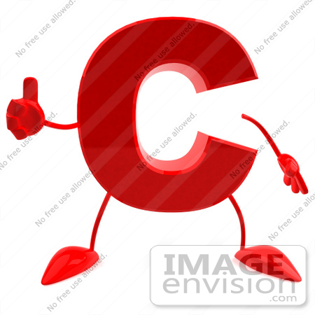 #43728 Royalty-Free (RF) Illustration of a 3d Red Letter C Character With Arms And Legs Giving The Thumbs Up by Julos