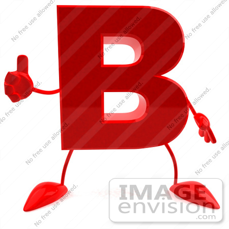 #43729 Royalty-Free (RF) Illustration of a 3d Red Letter B Character With Arms And Legs Giving The Thumbs Up by Julos