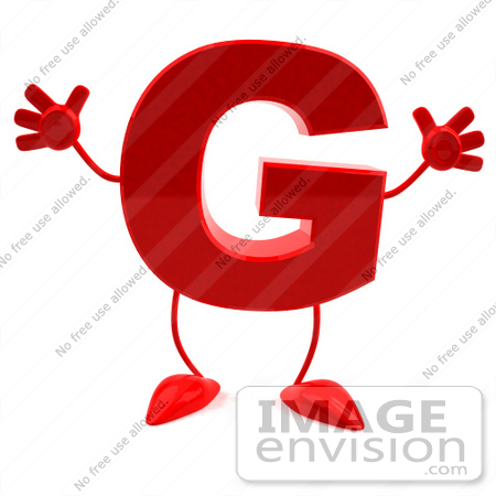 #43730 Royalty-Free (RF) Illustration of a 3d Red Letter G Character With Arms And Legs Waving by Julos