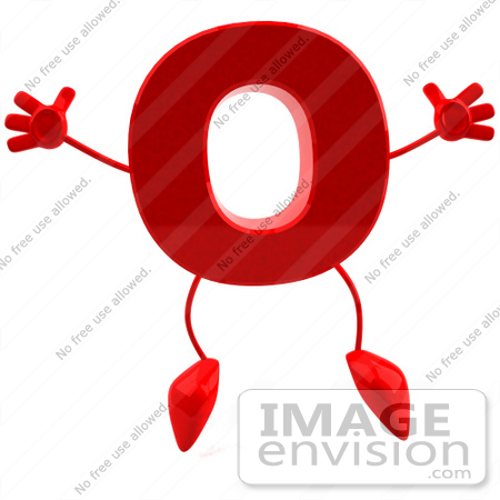 #43731 Royalty-Free (RF) Illustration of a 3d Red Letter O Character With Arms And Legs by Julos