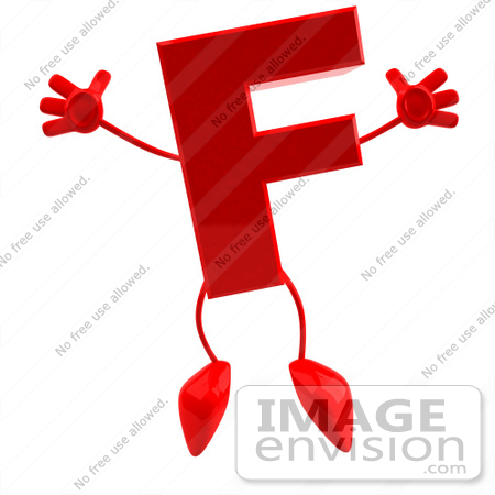 #43734 Royalty-Free (RF) Illustration of a 3d Red Letter F Character With Arms And Legs by Julos