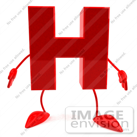 #43735 Royalty-Free (RF) Illustration of a 3d Red Letter H Character With Arms And Legs by Julos