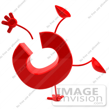 #43736 Royalty-Free (RF) Illustration of a 3d Red Letter C Character With Arms And Legs Doing A Cartwheel by Julos