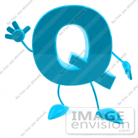 #43739 Royalty-Free (RF) Illustration of a 3d Turquoise Letter Q Character With Arms And Legs by Julos