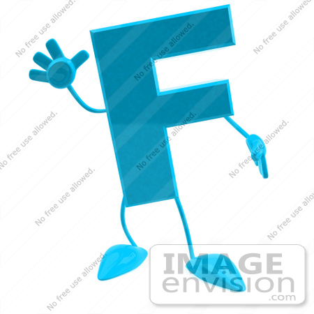 #43740 Royalty-Free (RF) Illustration of a 3d Turquoise Letter F Character With Arms And Legs by Julos