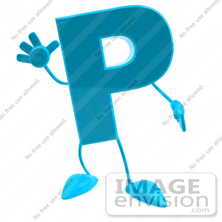 #43741 Royalty-Free (RF) Illustration of a 3d Turquoise Letter P Character With Arms And Legs by Julos