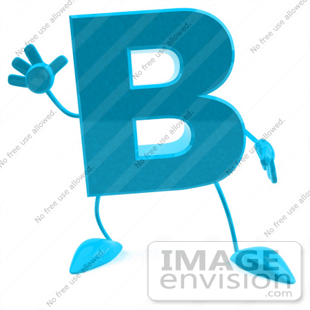 #43742 Royalty-Free (RF) Illustration of a 3d Turquoise Letter B Character With Arms And Legs by Julos
