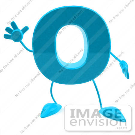 #43743 Royalty-Free (RF) Illustration of a 3d Turquoise Letter O Character With Arms And Legs by Julos