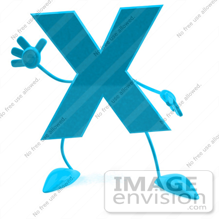 #43744 Royalty-Free (RF) Illustration of a 3d Turquoise Letter X Character With Arms And Legs by Julos