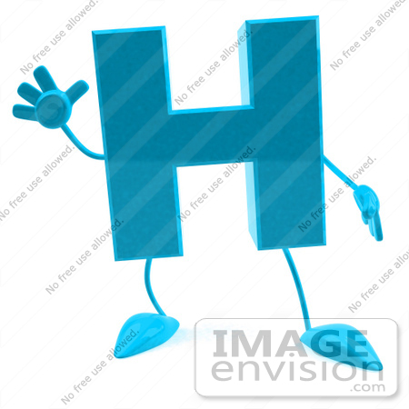 #43749 Royalty-Free (RF) Illustration of a 3d Turquoise Letter H Character With Arms And Legs by Julos