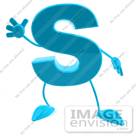 #43752 Royalty-Free (RF) Illustration of a 3d Turquoise Letter S Character With Arms And Legs by Julos