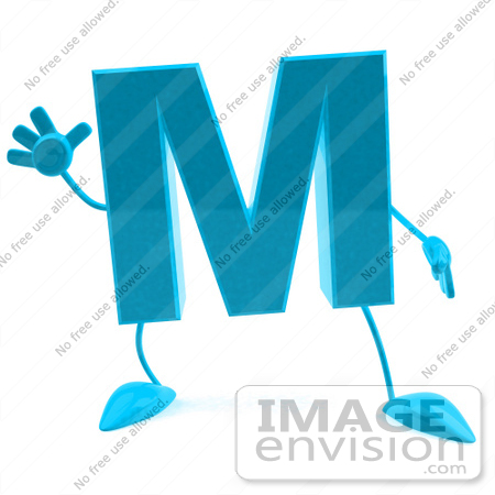 #43754 Royalty-Free (RF) Illustration of a 3d Turquoise Letter M Character With Arms And Legs by Julos
