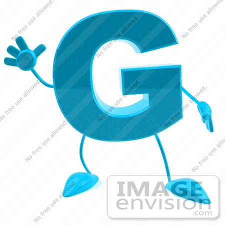 #43760 Royalty-Free (RF) Illustration of a 3d Turquoise Letter G Character With Arms And Legs by Julos