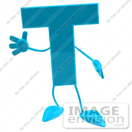 #43762 Royalty-Free (RF) Illustration of a 3d Turquoise Letter T Character With Arms And Legs by Julos