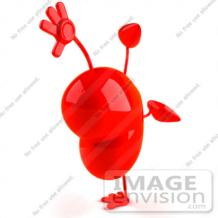 #43775 Royalty-Free (RF) Illustration of a Romantic 3d Red Love Heart Mascot Doing A Cartwheel - Version 3 by Julos