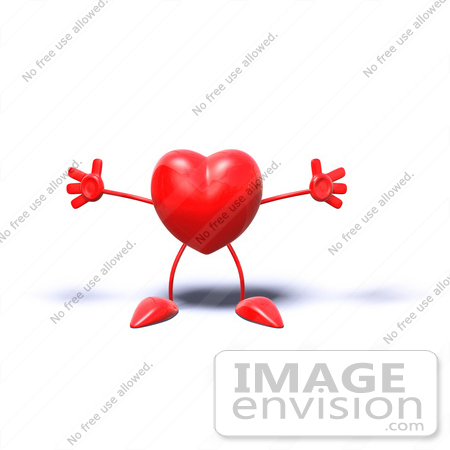 #43777 Royalty-Free (RF) Illustration of a Romantic 3d Red Love Heart Mascot Holding His Arms Open - Version 1 by Julos