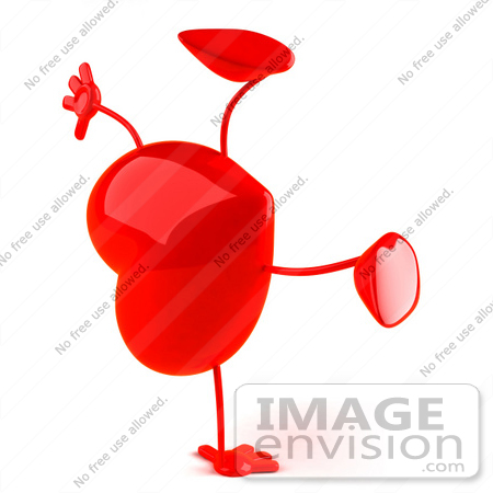 #43788 Royalty-Free (RF) Illustration of a Romantic 3d Red Love Heart Mascot Doing A Cartwheel - Version 2 by Julos