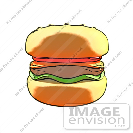 #43801 Royalty-Free (RF) Illustration of a Tasty Cheeseburger by Julos