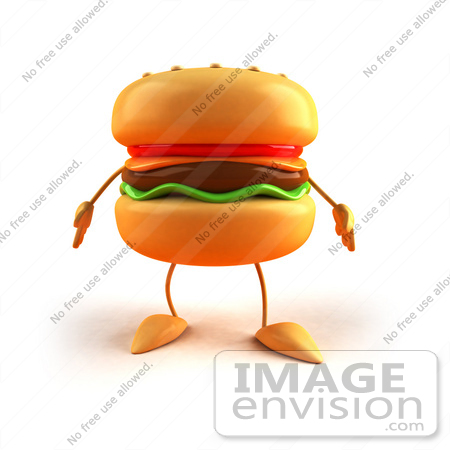 #43807 Royalty-Free (RF) Illustration of a 3d Cheeseburger Mascot Facing Front - Version 1 by Julos