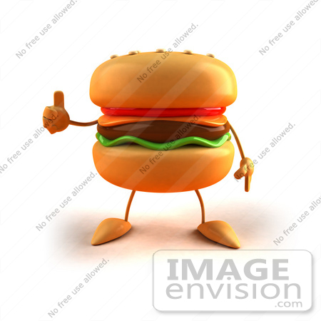 #43818 Royalty-Free (RF) Illustration of a 3d Cheeseburger Mascot Giving The Thumbs Up - Version 1 by Julos