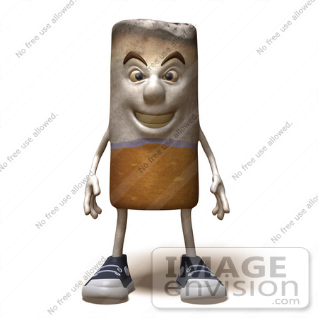 #43822 Royalty-Free (RF) Clipart Illustration of a 3d Cigarette Mascot Standing And Facing Front - Version 1 by Julos