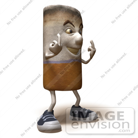 #43823 Royalty-Free (RF) Clipart Illustration of a 3d Cigarette Mascot Holding Up His Middle Finger - Version 6 by Julos