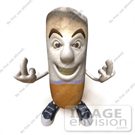 #43824 Royalty-Free (RF) Clipart Illustration of a 3d Cigarette Mascot Holding Up His Middle Finger - Version 7 by Julos
