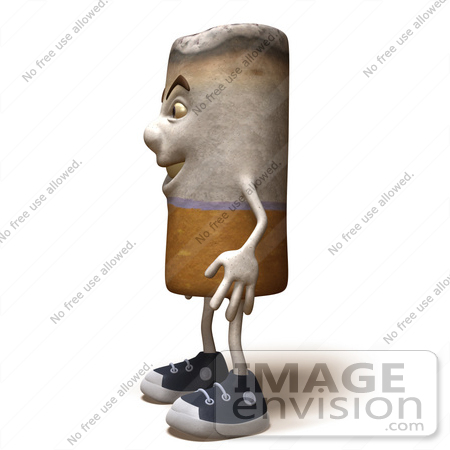 #43827 Royalty-Free (RF) Clipart Illustration of a 3d Cigarette Mascot Facing Left - Version 1 by Julos